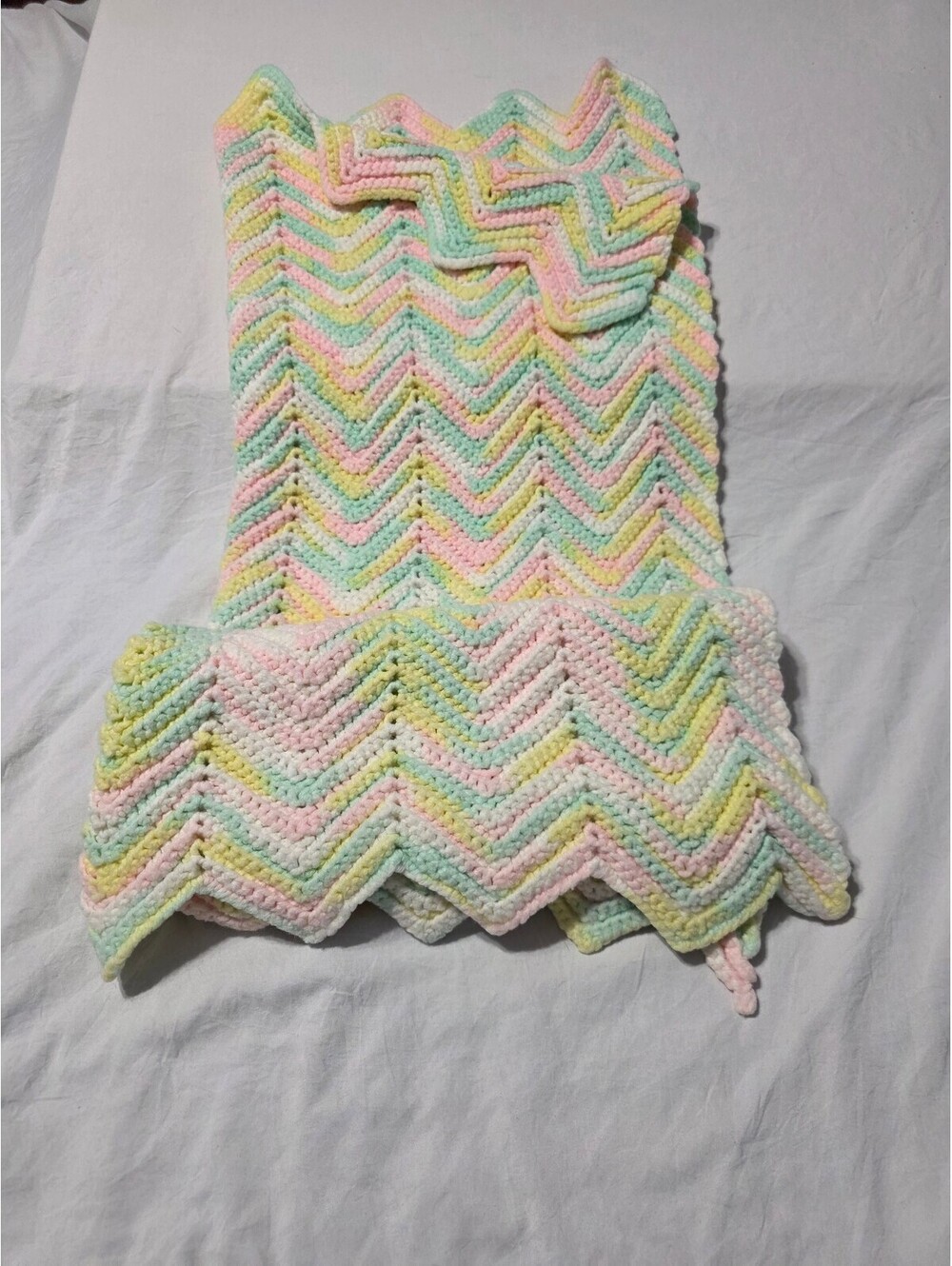 Handmade Crochet Pastel Chevron Blanket
